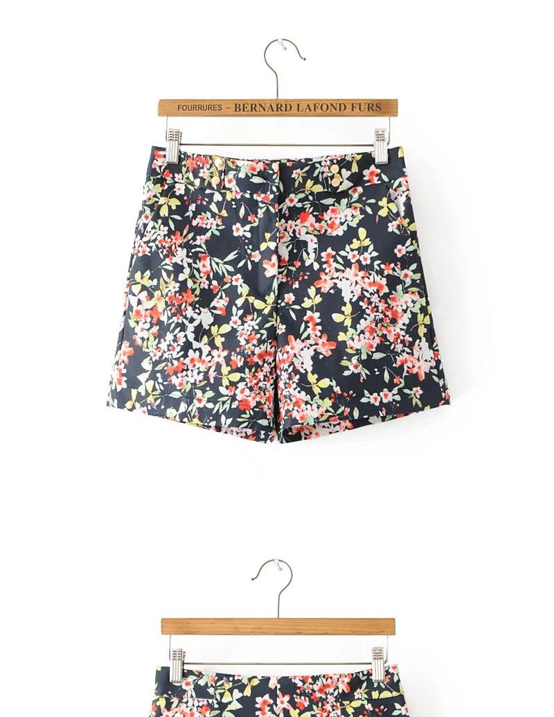 Fashion Multi-color Flower Pattern Decorated Short,Shorts