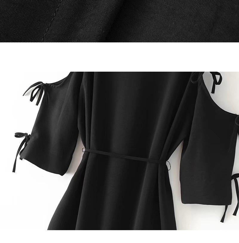 Fashion Black Pure Color Decorated Dress,Mini & Short Dresses