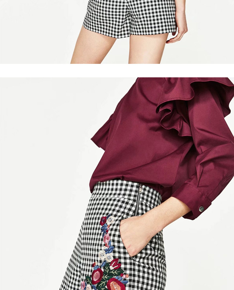 Fashion Gray Grid Pattern Decorated Shorts,Shorts