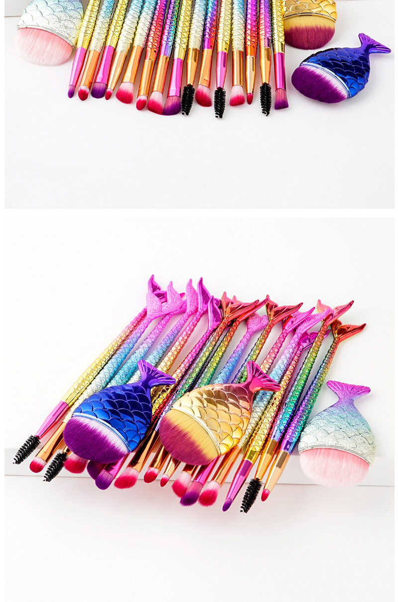 Fashion Pink+yellow Color Matching Shape Decorated Makeup Brush ( 5 Pcs),Beauty tools