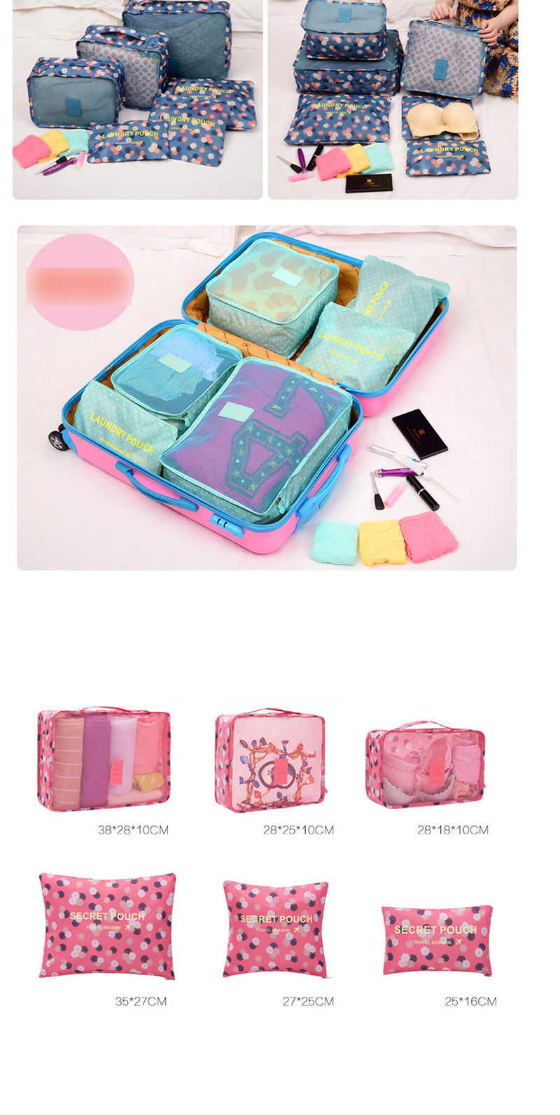 Fashion Pink Leopard Pattern Decorated Storage Bag ( 6 Pcs),Home storage