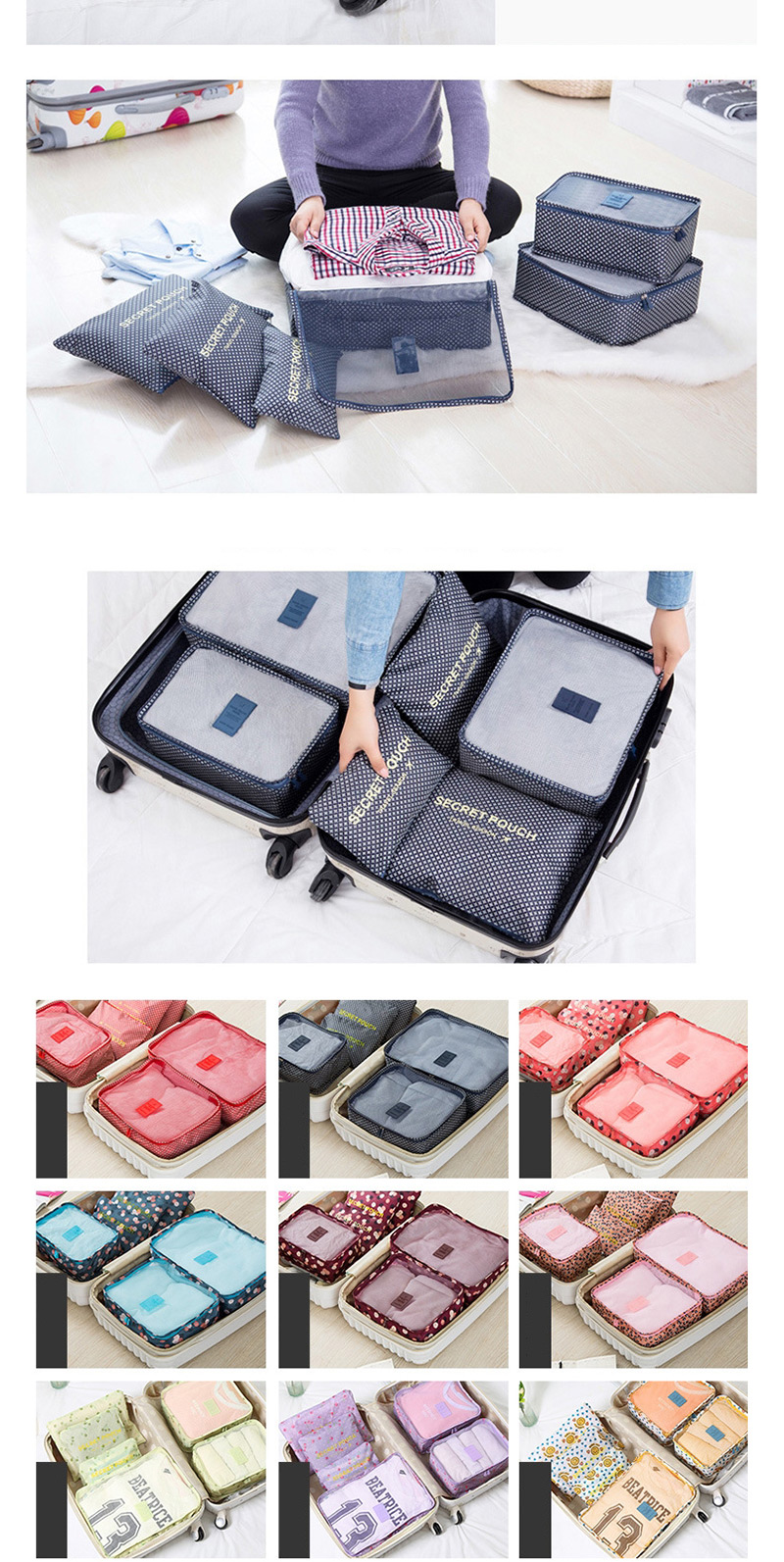 Fashion Green Spot Pattern Decorated Storage Bag (6 Pcs),Home storage