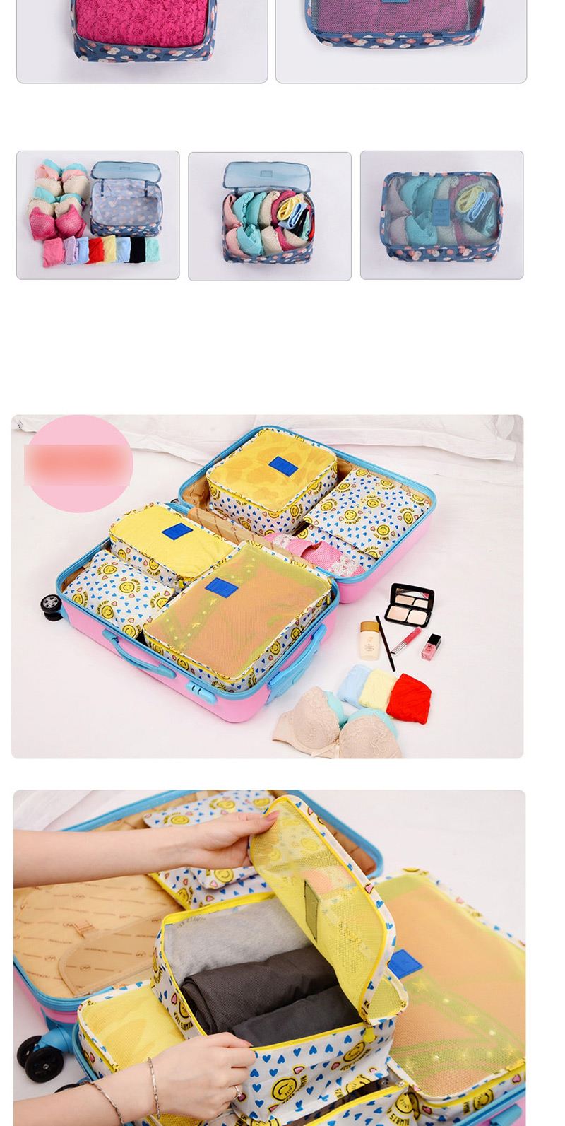 Fashion Pink Smile Pattern Decorated Storage Bag (6 Pcs),Home storage