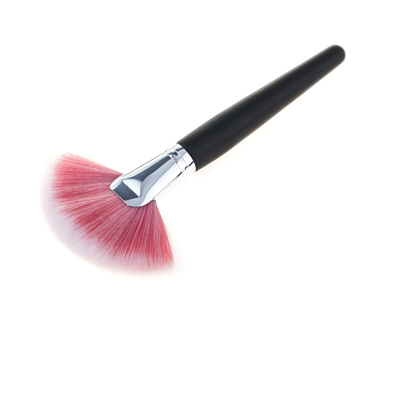 Fashion Pink+plum Red Sector Shape Decorated Makeup Brush,Beauty tools