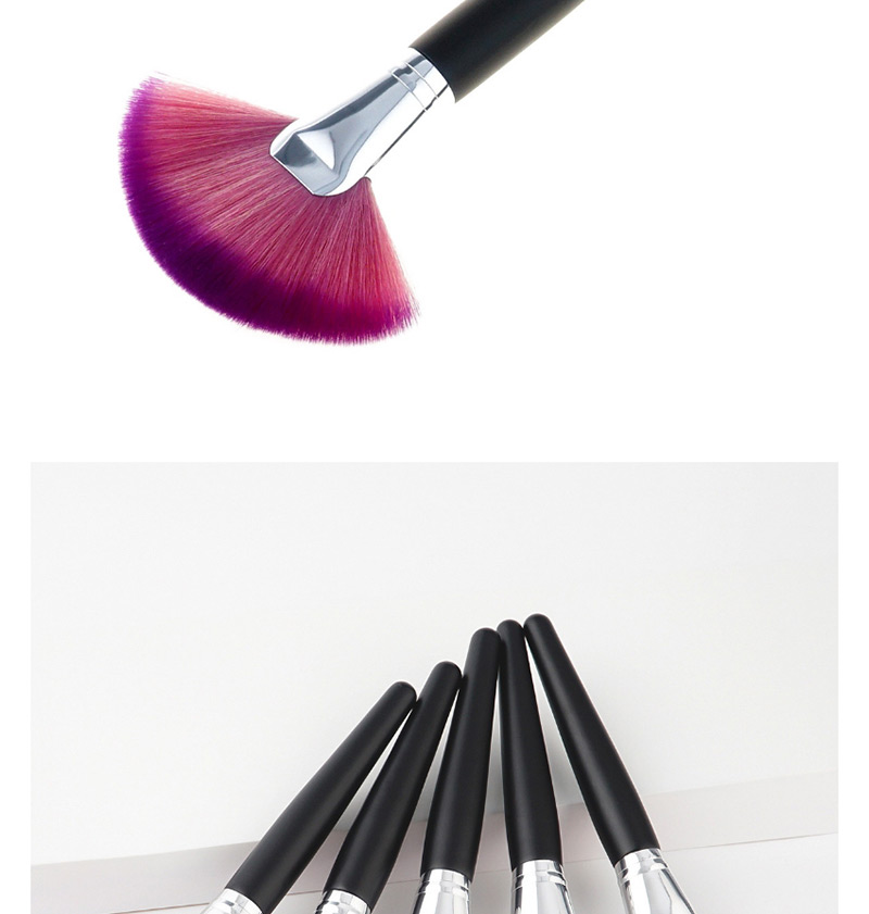 Fashion Pink+plum Red Sector Shape Decorated Makeup Brush,Beauty tools