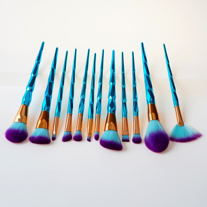 Fashion Green Sector Shape Decorated Makeup Brush ( 12 Pcs),Beauty tools