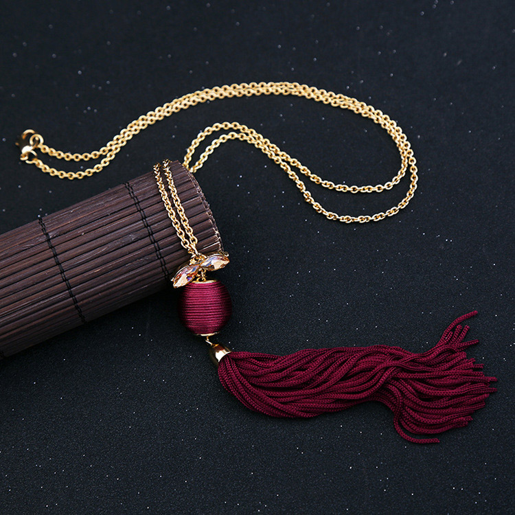 Fashion Black Tassel Decorated Necklace,Pendants