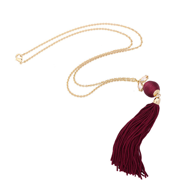 Fashion Red Tassel Decorated Necklace,Pendants