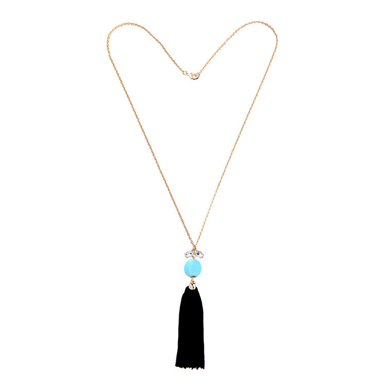 Fashion Black Tassel Decorated Necklace,Pendants