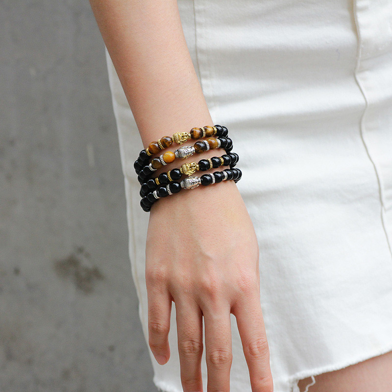 Fashion Gold Color+black+brown Buddha Head Shape Decorated Bracelet,Fashion Bracelets