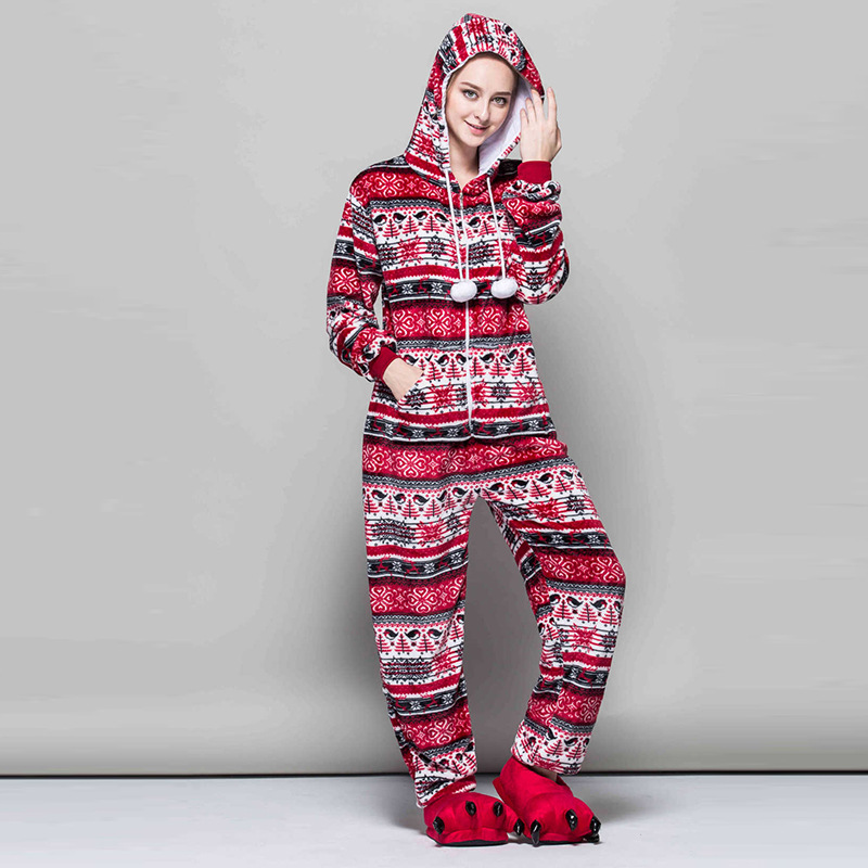 Fashion Plum Red Snowflake Pattern Decorated Pajams,Cartoon Pajama