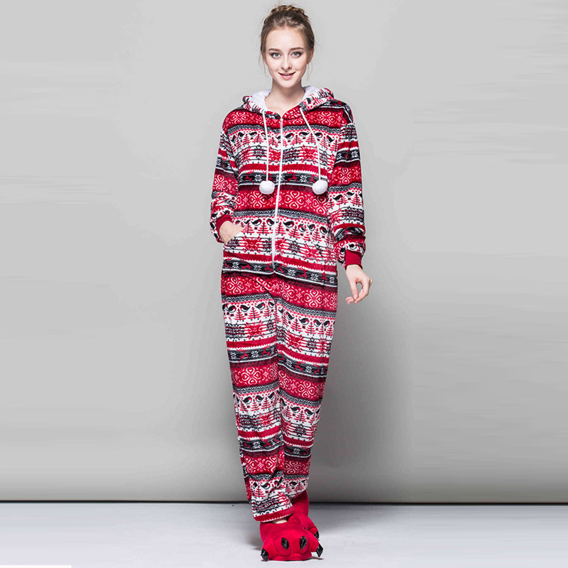 Fashion Plum Red Snowflake Pattern Decorated Pajams,Cartoon Pajama