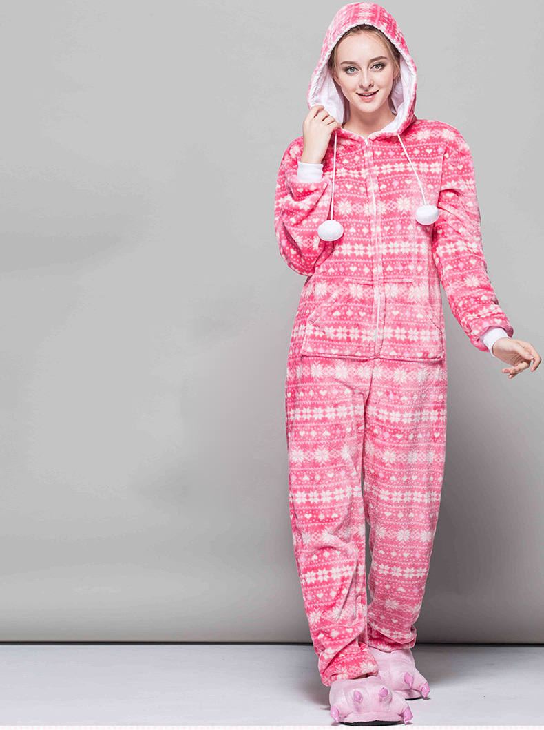 Fashion Pink Snowflake Pattern Decorated Pajams,Cartoon Pajama