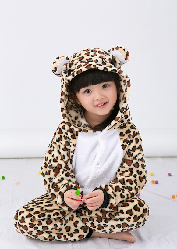 Fashion Brown Leopard Pattern Decorated Child Pajams,Cartoon Pajama