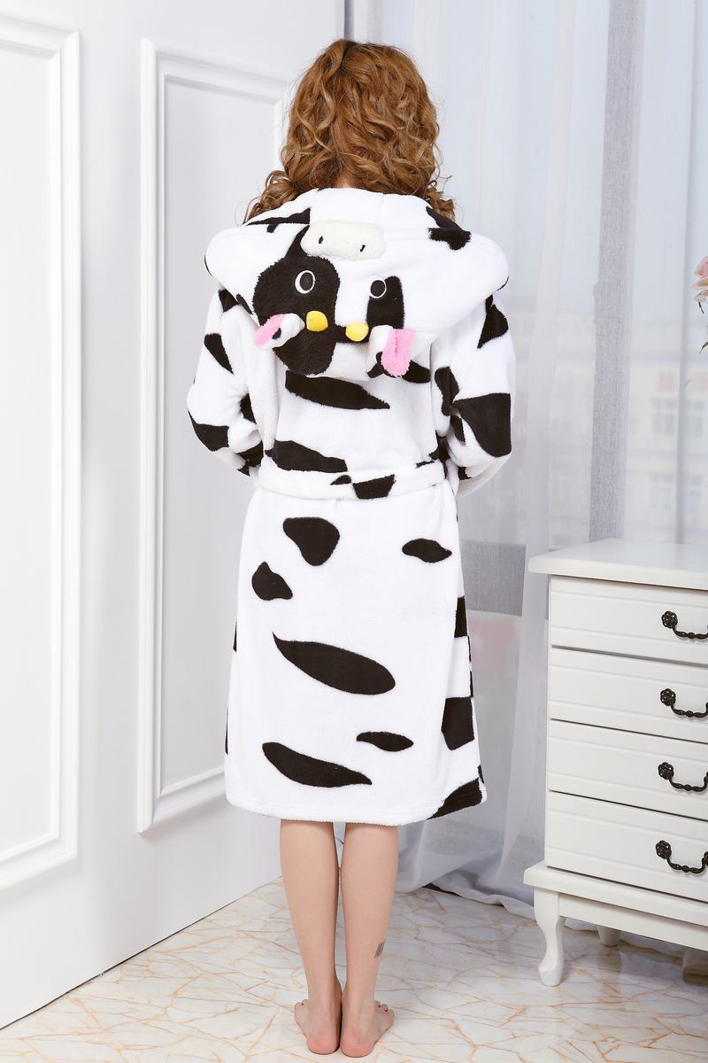 Fashion Black+white Cows Shape Decorated Nightgown,Cartoon Pajama