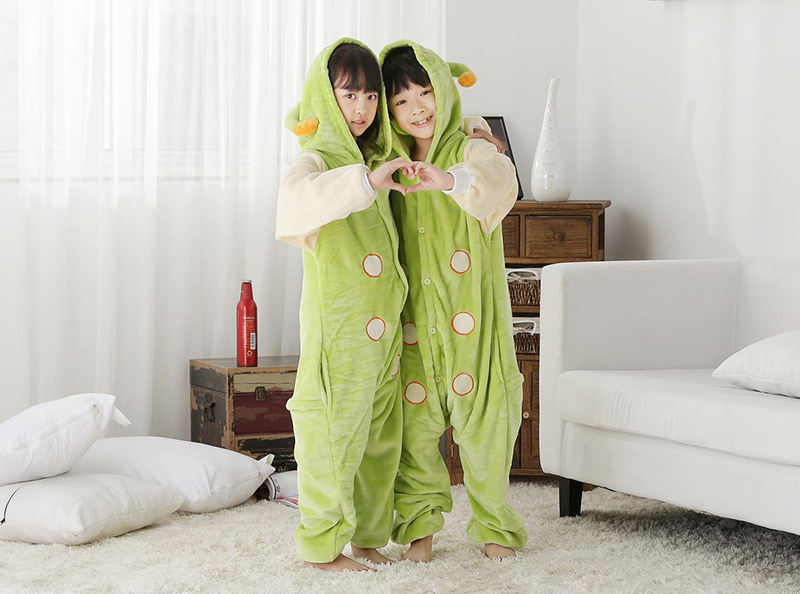Fashion Light Green Caterpillar Shape Decorated Nightgown,Cartoon Pajama