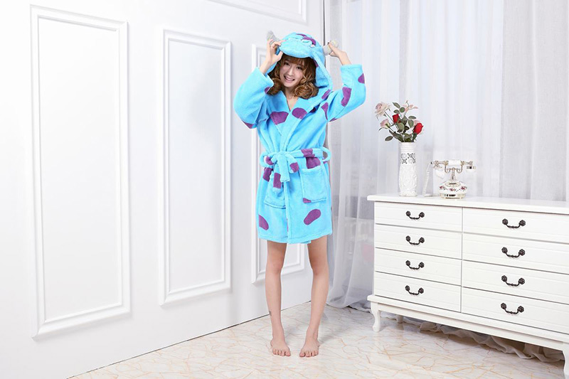Fashion Blue Cattle Shape Decorated Nightgown,Cartoon Pajama