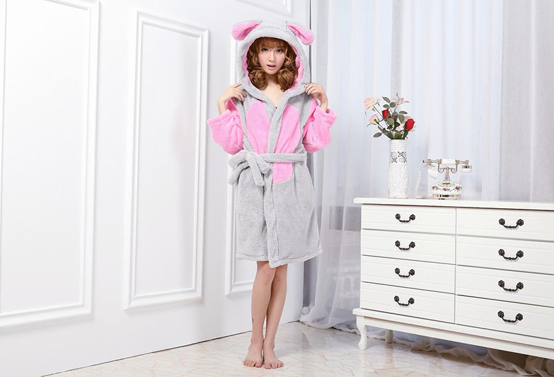 Fashion Pink+gray Mouse Ear Shape Decorated Nightgown,Cartoon Pajama