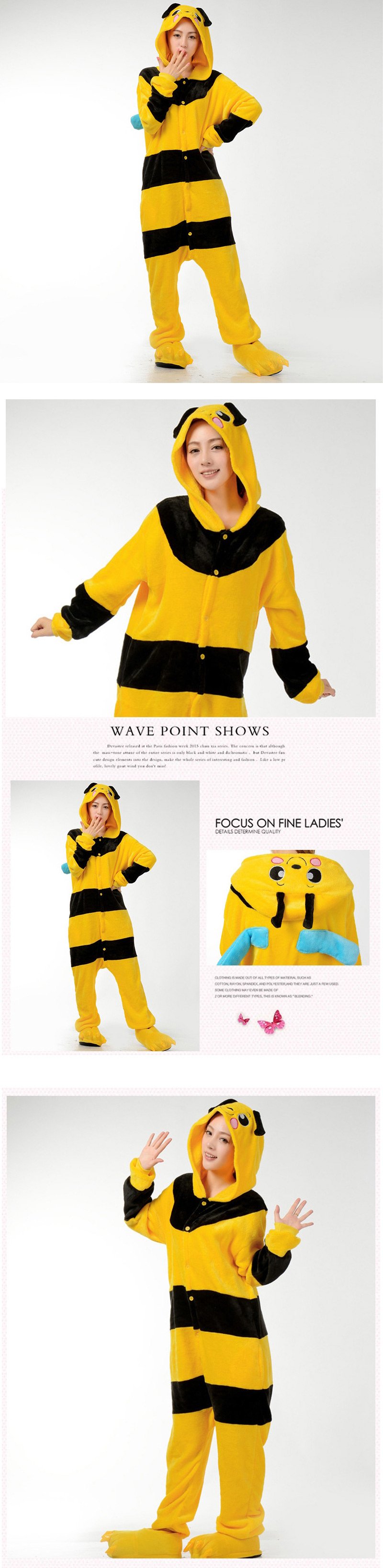 Fashion Yellow Bee Shape Decorated Nightgown,Cartoon Pajama