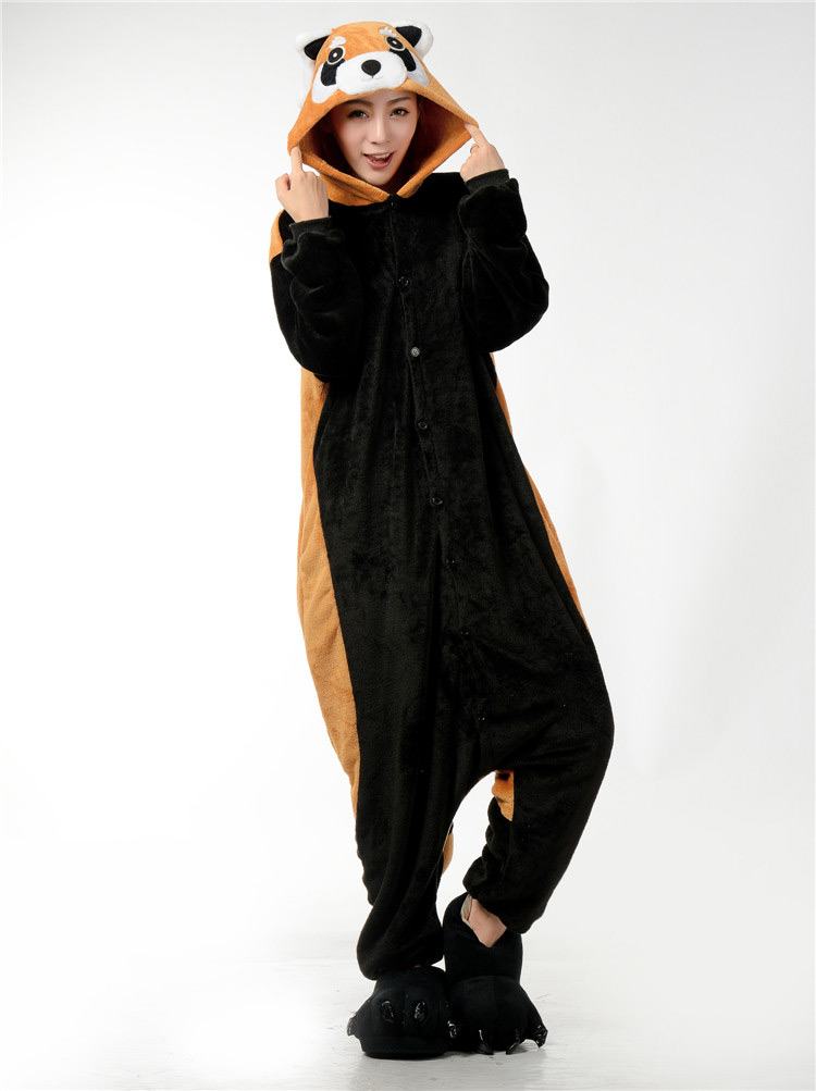 Fashion Black+brown Raccoon Shape Decorated Nightgown,Cartoon Pajama
