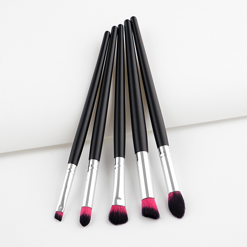 Fashion Pink+black Color Matching Decorated Eyes Brush(5pcs),Beauty tools
