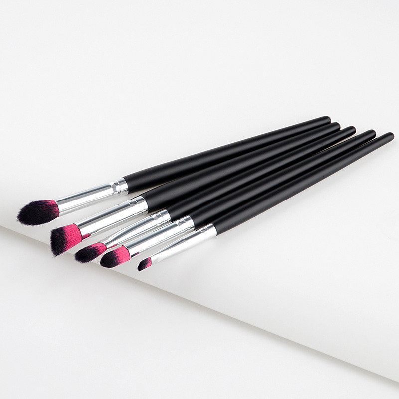 Fashion Pink+black Color Matching Decorated Eyes Brush(5pcs),Beauty tools