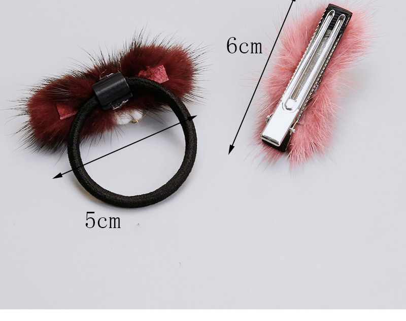 Lovely Claret Red Pearl&fuzzy Ball Decorated Hairpin,Kids Accessories