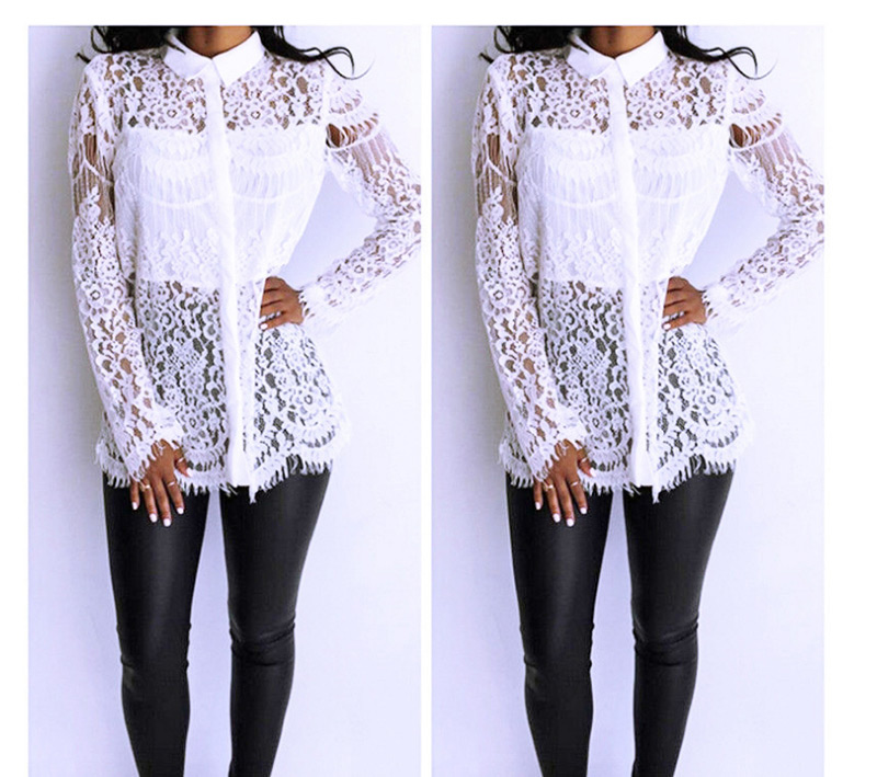 Fashion White Pure Color Decorated Shirt,Blouses