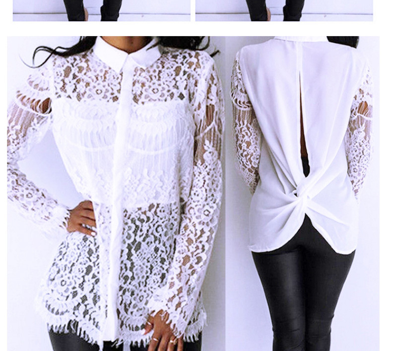 Fashion White Pure Color Decorated Shirt,Blouses