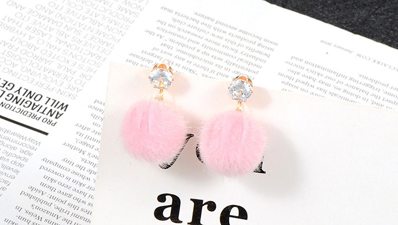 Fashion Pink Ball Shape Decorated Pom Earrings,Drop Earrings