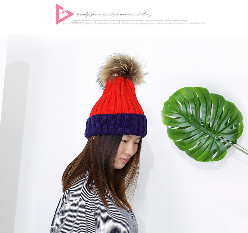 Fashion Red Ball Decorated Pom Adult Hat,Knitting Wool Hats