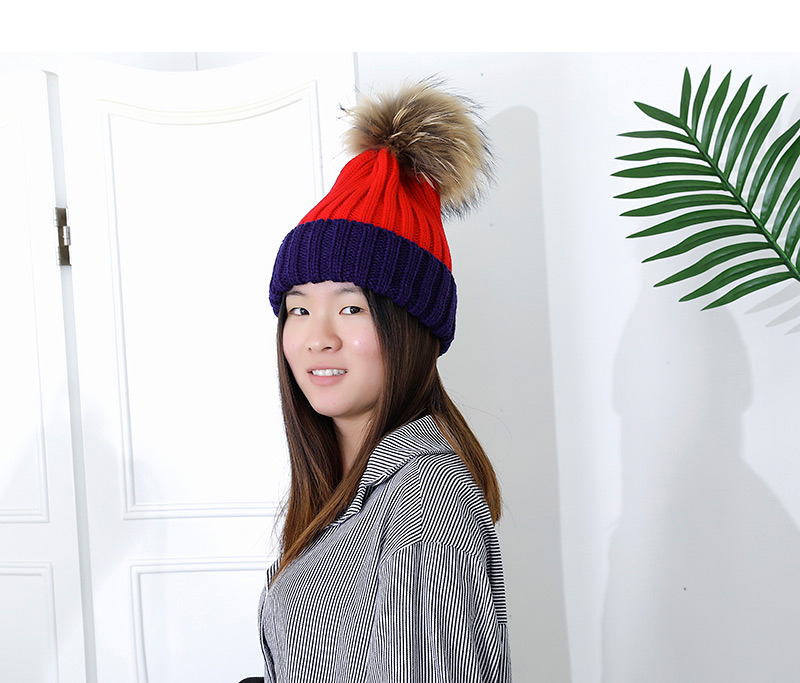 Fashion Red Ball Decorated Pom Adult Hat,Knitting Wool Hats