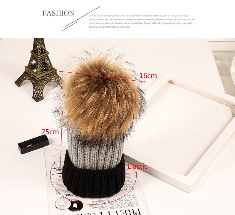 Fashion Coffe+beige Ball Decorated Pom Adult Hat,Knitting Wool Hats