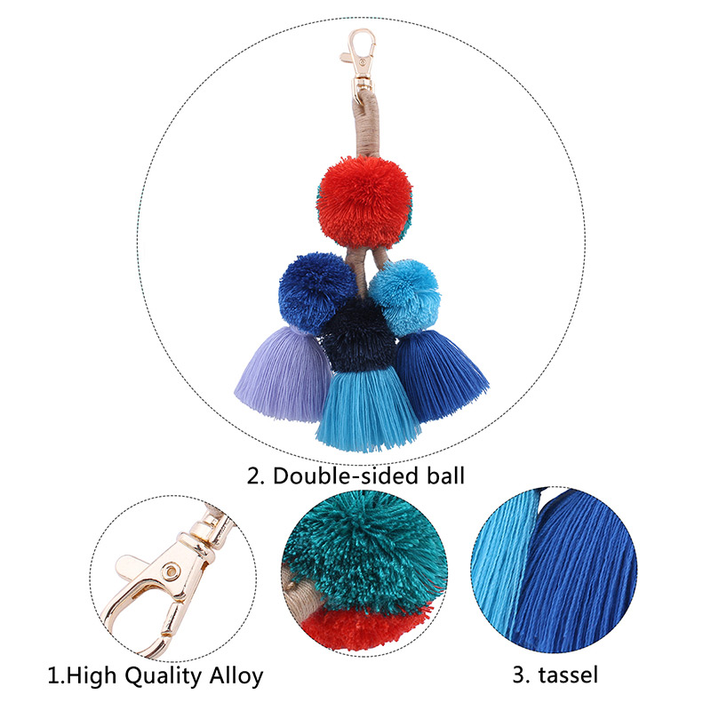 Fashion Multi-color Ball Decorated Pom Keychain,Fashion Keychain