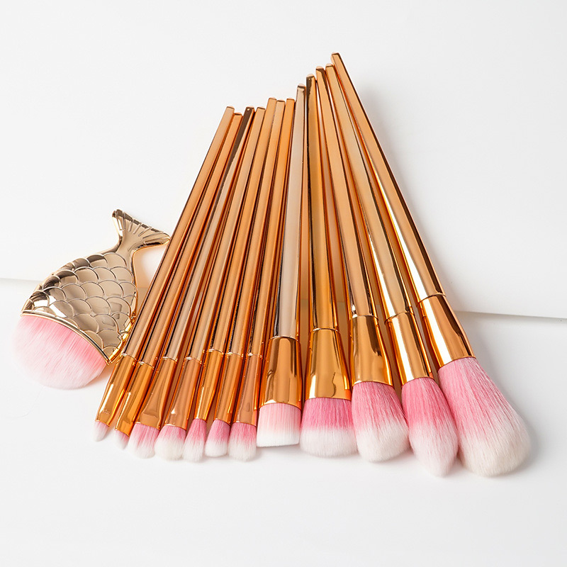 Fashion Rose Gold Fish Shape Decorated Makeup Brush (8 Pcs),Beauty tools
