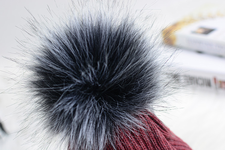 Fashion Claret Red Ball Decorated Pom Adult Hat,Knitting Wool Hats