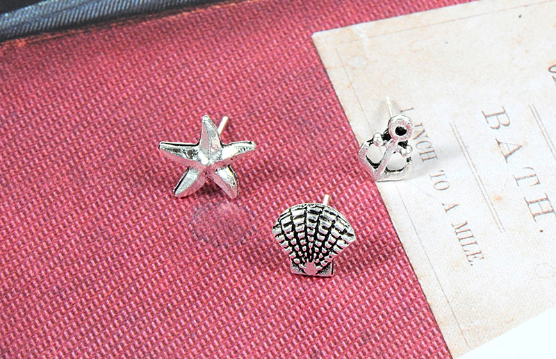Fashion Silver Color Star Shape Decorated Earrings (7 Pcs),Stud Earrings