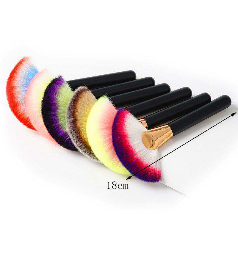 Fashion Pink+yellow Sector Shape Decorated Makeup Brush,Beauty tools