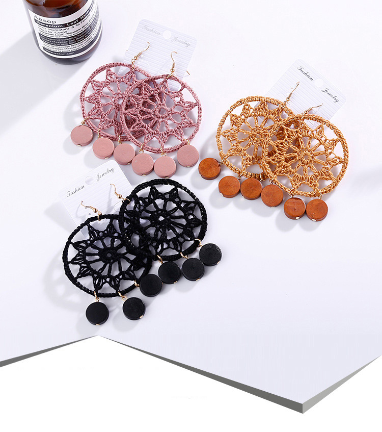 Fashion Brown Circular Ring Shape Decorated Earrings,Drop Earrings