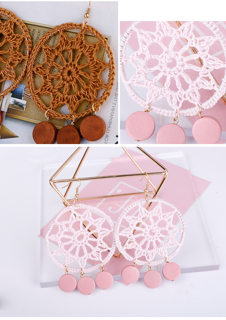 Fashion Pink Circular Ring Shape Decorated Earrings,Drop Earrings
