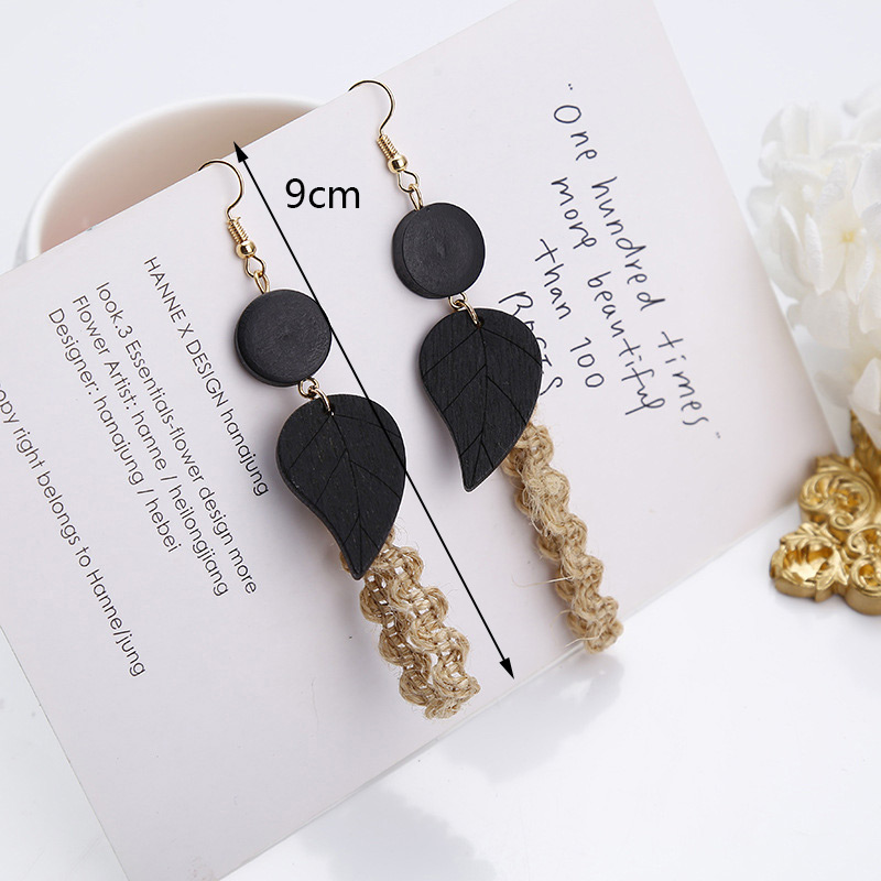 Fashion Black Leaf Shape Decorated Earrings,Drop Earrings