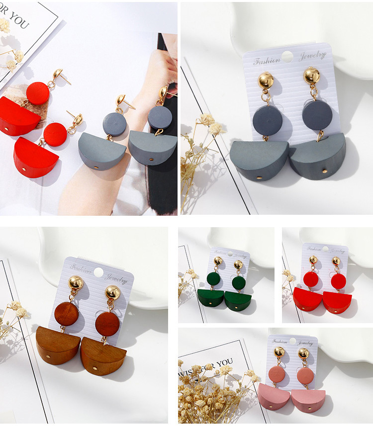 Fashion Gray Sector Shape Decorated Earrings,Drop Earrings