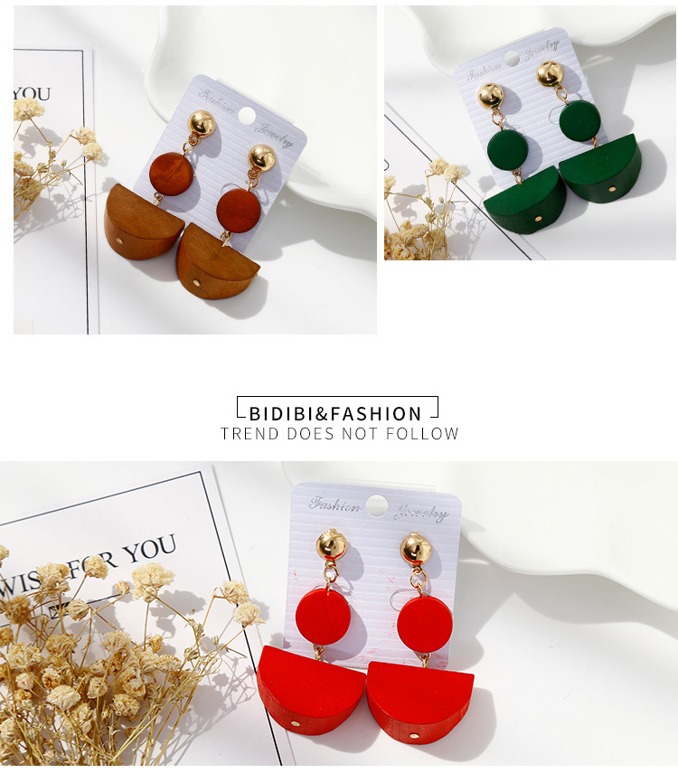 Fashion Brown Sector Shape Decorated Earrings,Drop Earrings