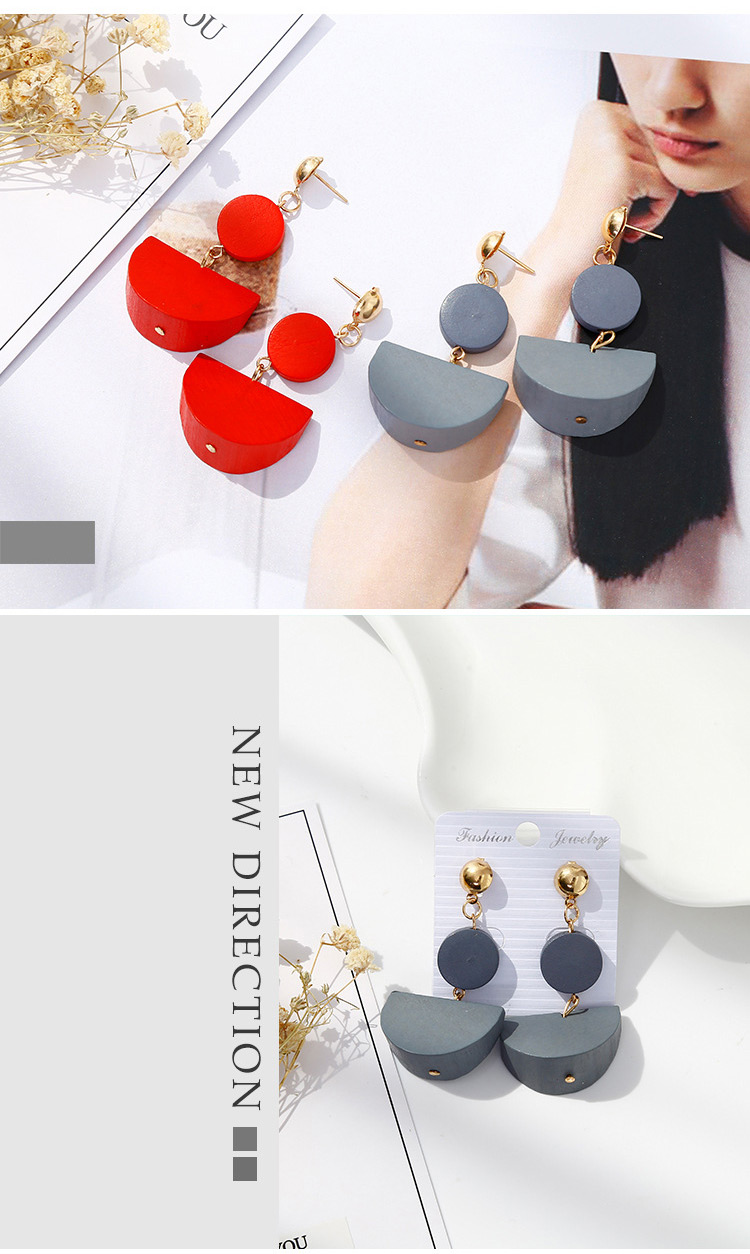 Fashion Gray Sector Shape Decorated Earrings,Drop Earrings