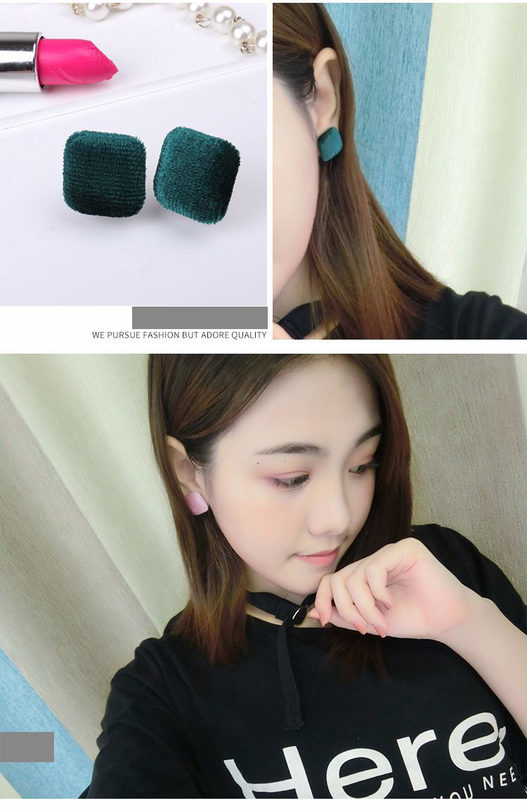 Fashion Green Square Shape Decorated Earrings,Stud Earrings