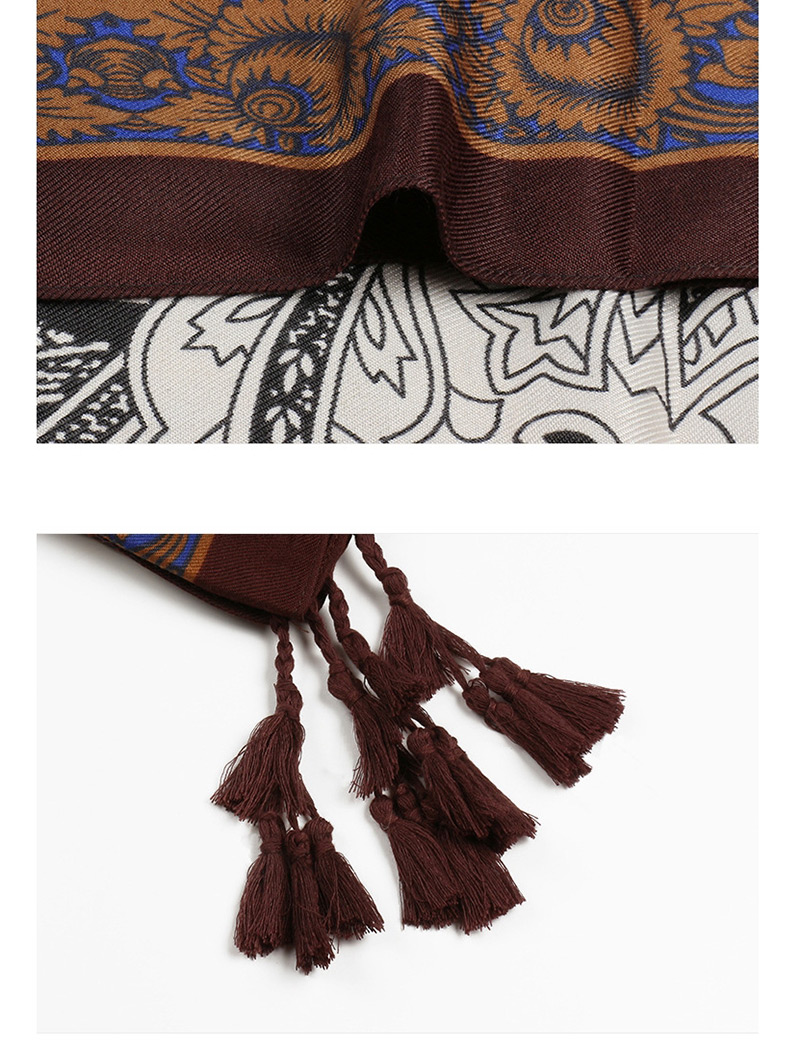 Vintage Brown Geometric Shape Pattern Decorated Scarf,Cover-Ups