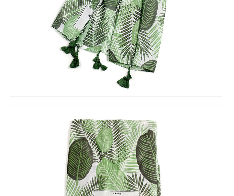 Vintage Green Tree Pattern Decorated Dual-use Scarf,Cover-Ups