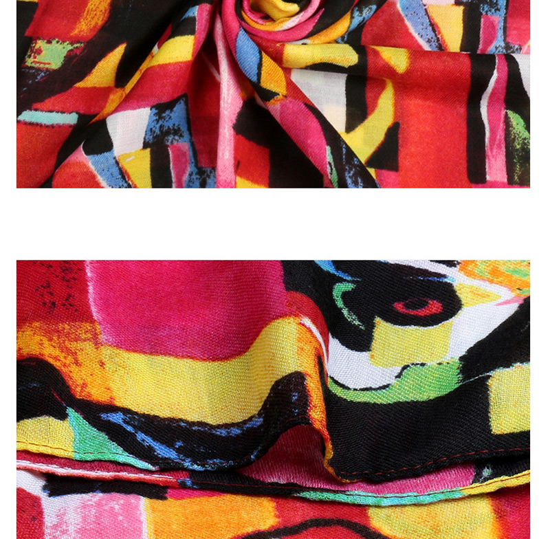 Vintage Multi-color Color Matching Decorated Dual-use Scarf,Cover-Ups