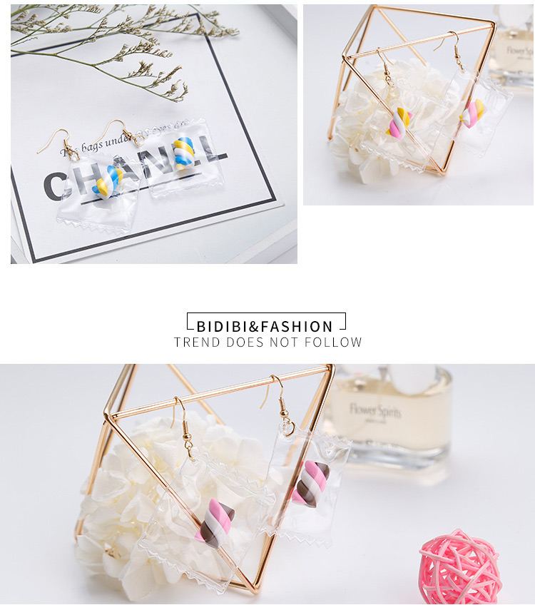 Personality Pink+white Candy Shape Pendant Decorated Earrings,Drop Earrings