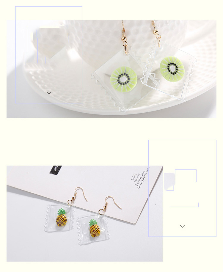 Personality Light Green Kiwi Shape Pendant Decorated Earrings,Drop Earrings